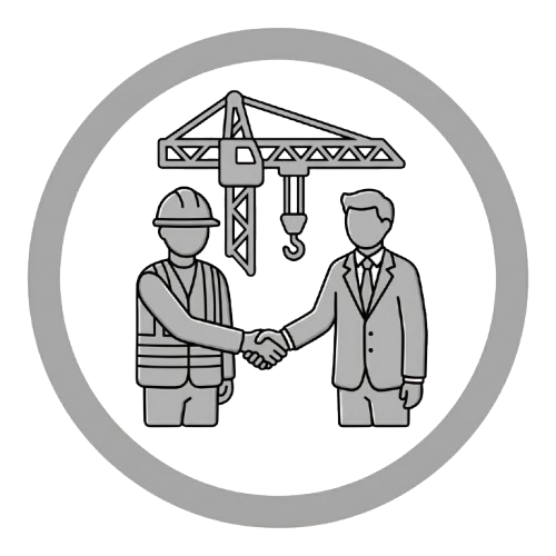 İş Hukuku İkonu - İşçi, Patron ve Vinç